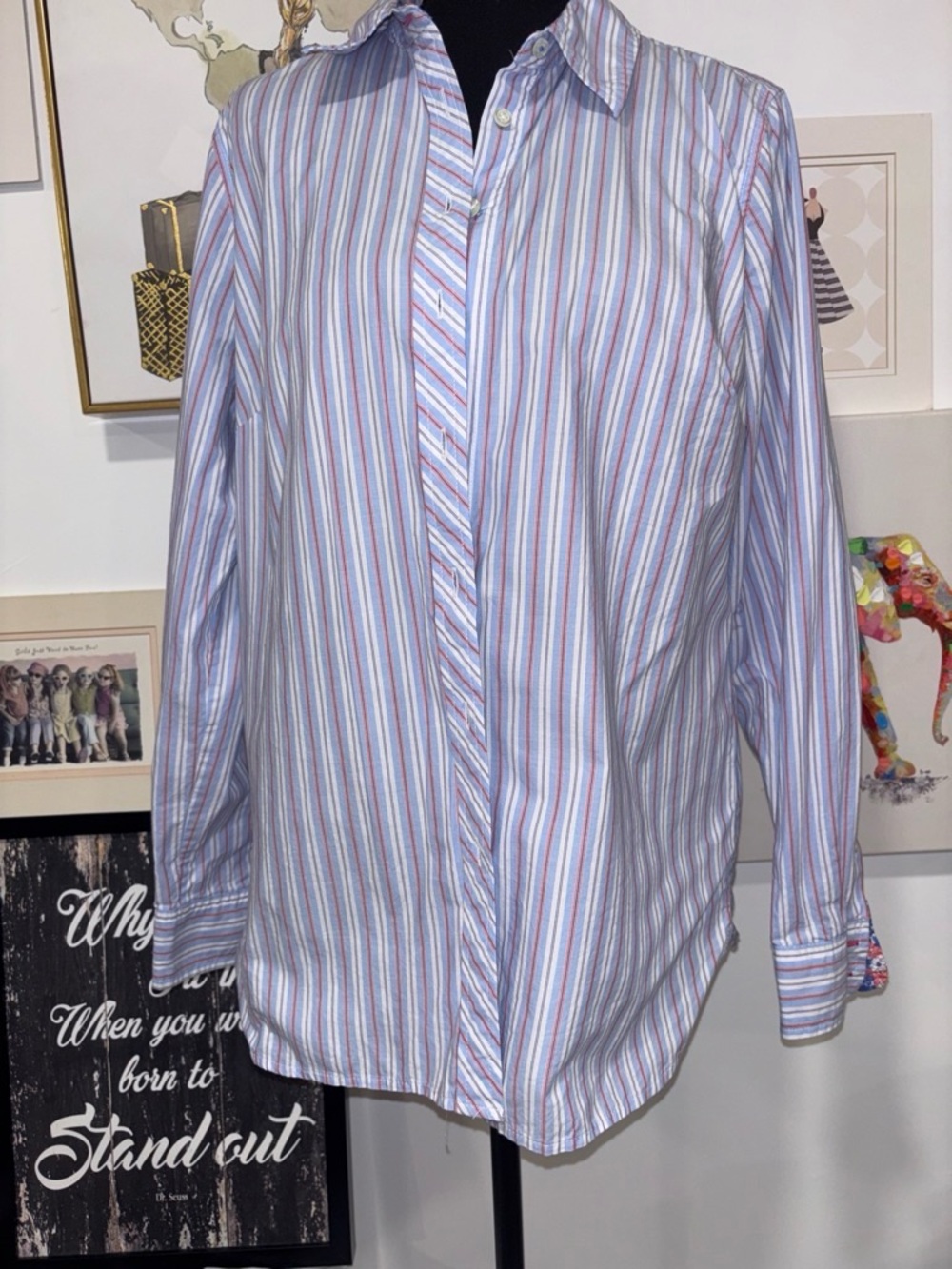 Talbots Light Blue Multi-Stripe Button-Down Shirt